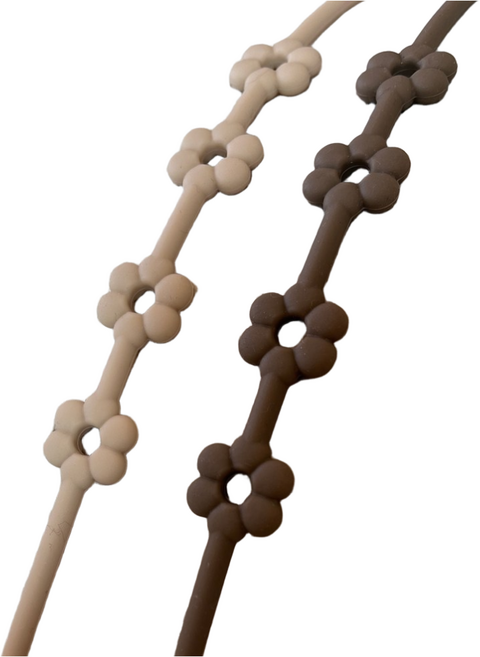 루넬 유아용 실리콘 멀티 스트랩 1+1 장난감 걸이, 브라운, 2개