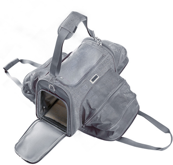 트루러브 티티펫 반려동물 확장형 이동가방, 그레이, 1개