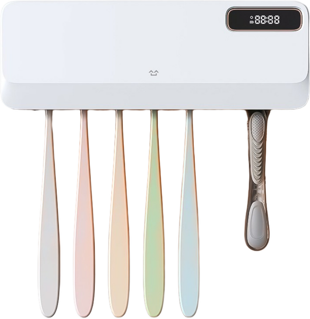 소소147 가정용 올인원 무선 UV 칫솔살균기 히팅 살균 건조 충전식 벽걸이 부착판 추가, 화이트(DG-ST04)