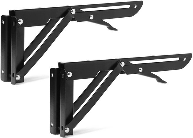 벽고정 접이식 선반대 2p, 블랙, 1세트