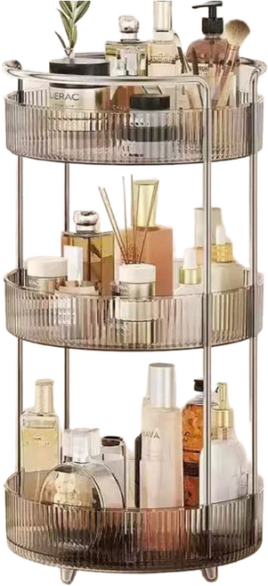 kb 대용량 회전형 3단 화장품 정리함, 그레이, 1개