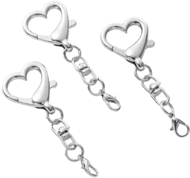 Simplearth 키링 부자재 하트 키링고리, 12개, 실버