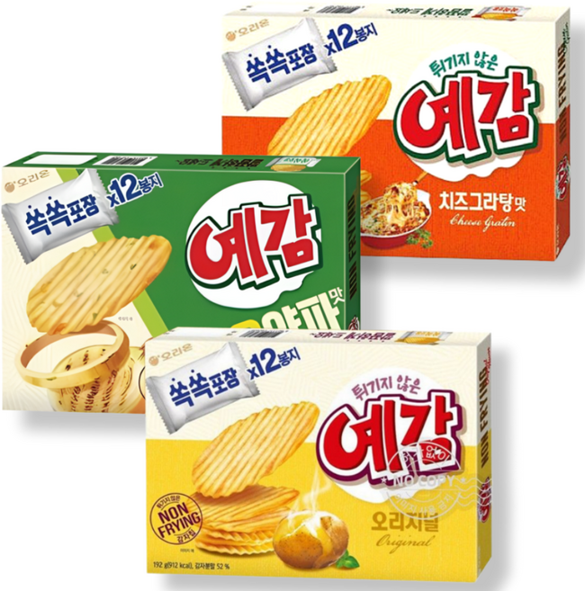 오리온 예감 오리지널 192g+치즈그라탕 204g+볶음양파맛 204g (총 3개), 600g, 1세트