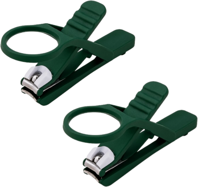 생활의정석 잘보이는 돋보기 손톱깎이, 2개, 그린