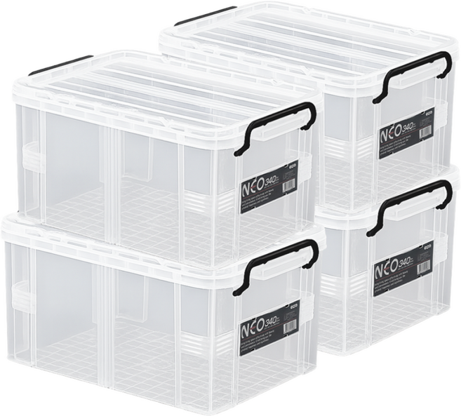 코멕스 네오박스 340 반투명 리빙박스, 화이트, 4개