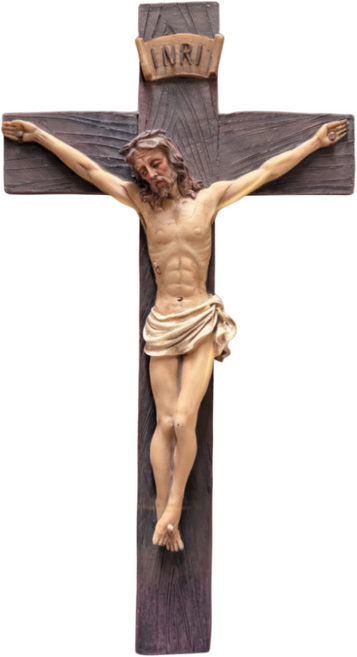 ROHA 예수상 십자가상 예수님조각상 벽걸이형 핸드메이드, 1개, 소형(23.5cm)