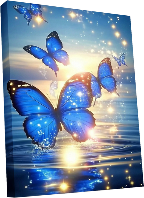 뉴타임즈 보석십자수 캔버스 40X50cm 액자 포함 DIY 수공예 애호가 다이아몬드 그림 가정 장식품 벽면 장식 특별한 선물, 1세트, 나비 00241