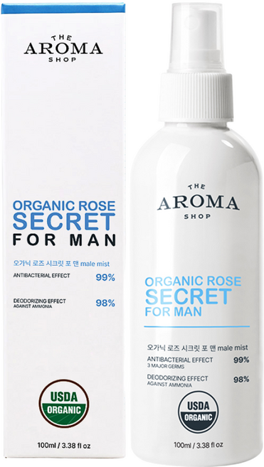 [남성 체취케어 미스트] 로즈시크릿 포맨 100ml / 운동 후 쿨링 탈취 / USDA 유기농 / 피부자극 테스트완료 / 더아로마샵, 1개