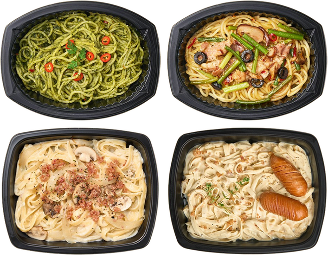 굿스푼 홈슐랭 파스타 저당 두부면 까르보나라 듀럼밀 베이컨 투움바 바질페스토 알리오올리오 4종 4팩 연말 파티 세트, 1세트, 1.078kg