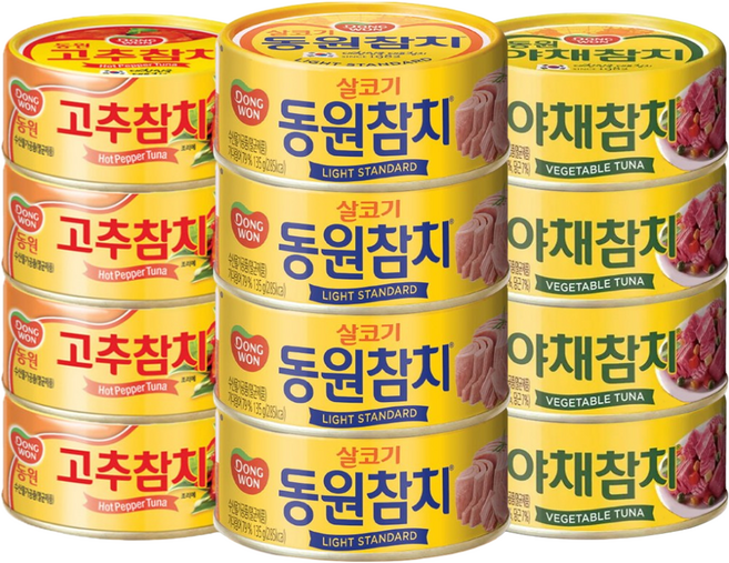 6위 - 동원 참치 90g A세트 (살코기+고추+아채) x4, 1.08kg, 1박스