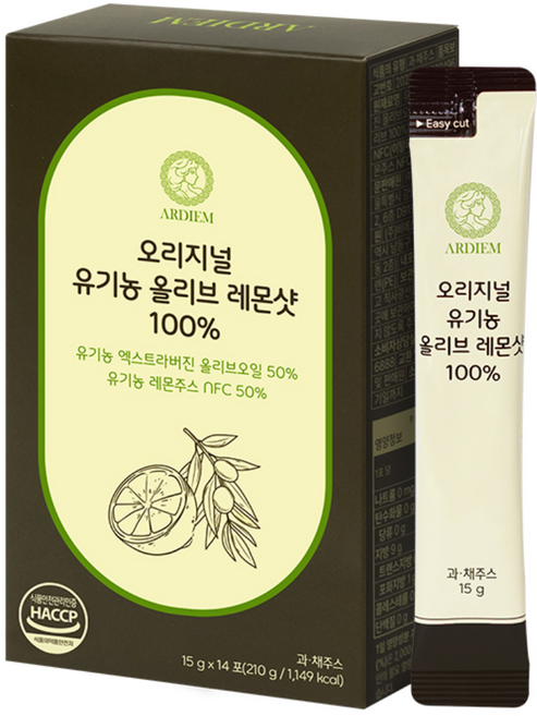 아르디엠 오리지널 유기농 올리브 레몬샷 100% 올레샷, 210g, 1박스