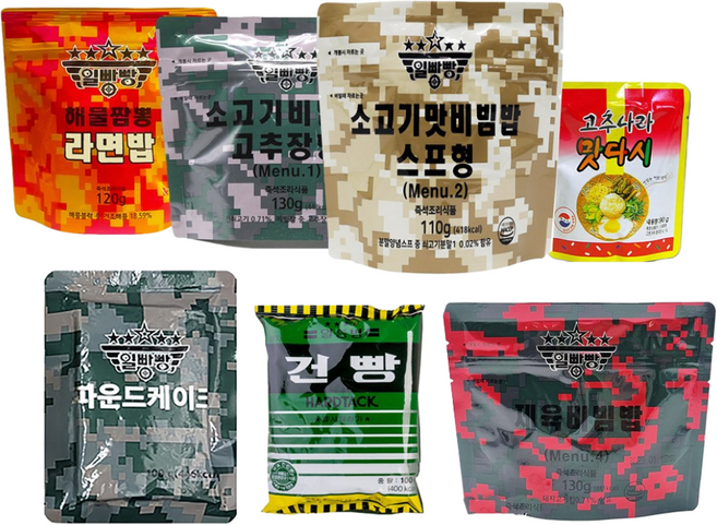 일빵빵 전투식량 모음 세트 비상식량 전쟁식량 보존식량 비상식량 군대밥 봉지밥, 1개, 1.045kg