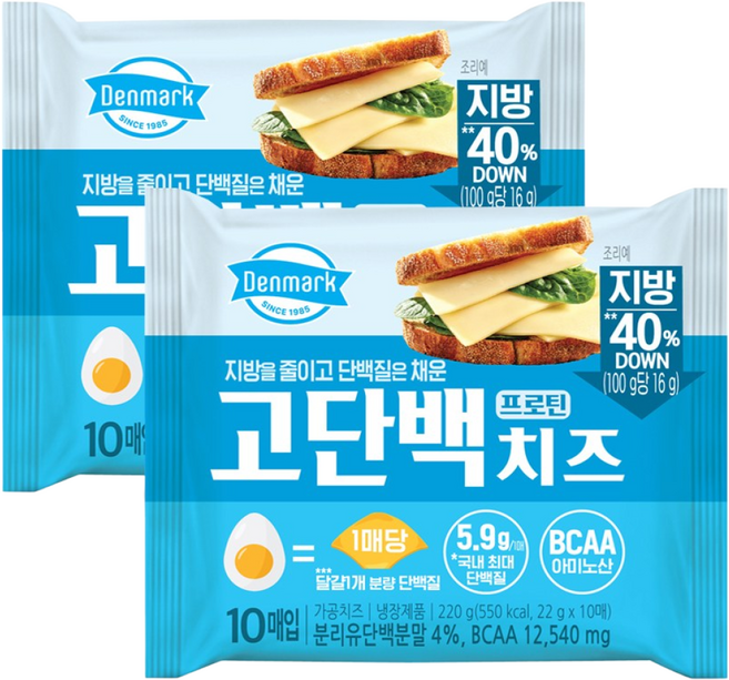 덴마크 고단백 프로틴 치즈, 2개, 220g