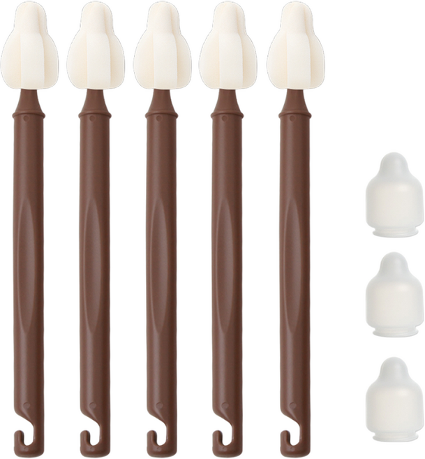 하이비 몽글이 젖병 젖꼭지 텀블러 세척솔, 1세트, 롱미니솔5P+먼지캡3P / 초코브라운