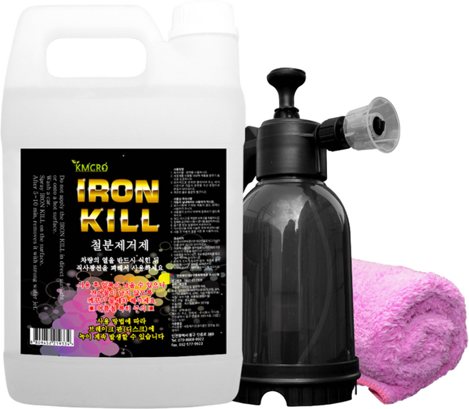 가우디 아이언킬 4리터 자동차 대용량 철분제거제 세차 휠 철분제거 4리터, 철분제거제4리터+압축분무기, 4L, 1개