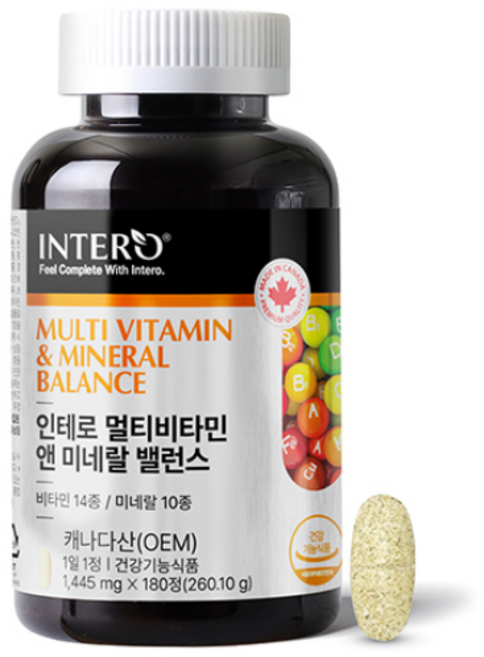 인테로 멀티비타민 앤 미네랄 밸런스, 180정, 260.1g, 1개