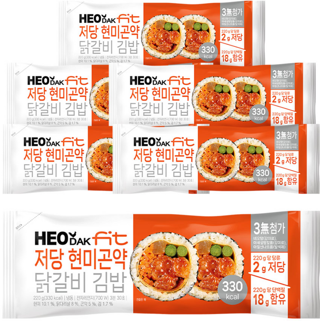 허닭FIT 저당 현미곤약 닭갈비 김밥, 6개, 220g
