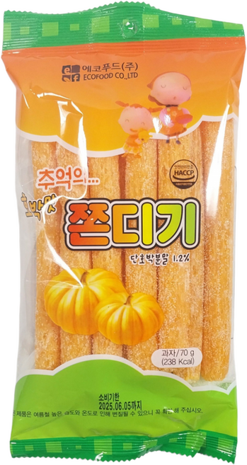 에코푸드 추억의 호박맛 쫀드기 70g 쫀디기, 4개
