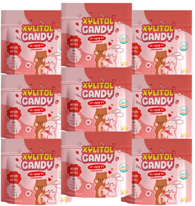 키펀 핀란드산 무설탕 자일리톨 사탕 스톤 캔디 딸기향, 9개, 30g