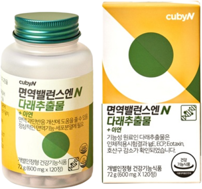 큐비앤 면역밸런스엔 다래추출물, 120정, 1개