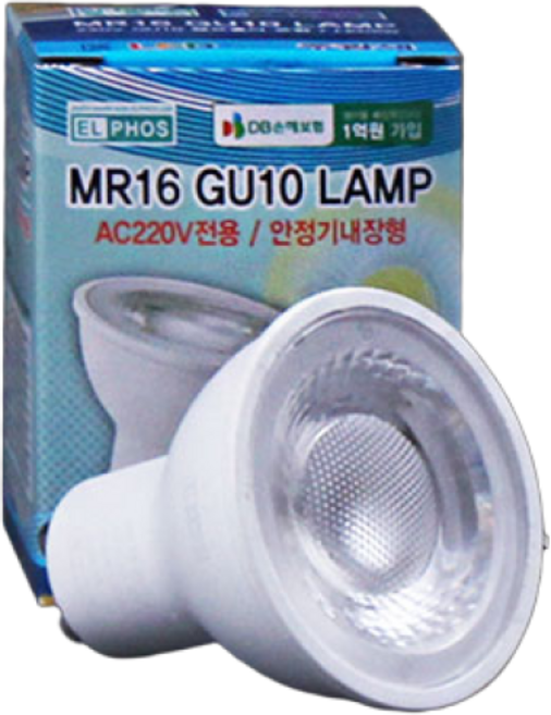 LED전구 MR16 5W GU10(램프소켓포함) 주광색/전구색 할로겐 대체용 /엘포스, 전구색, 1개