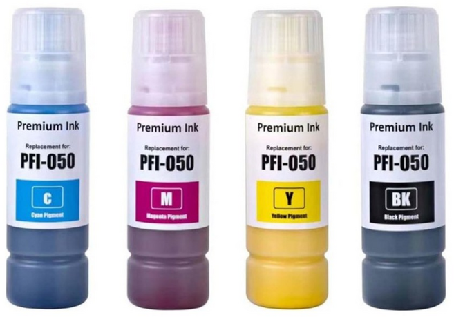 캐논 PFI-050 호환 잉크 4색 1SET 플로터 TC-20 21 TC-20 21M 안료 무공잉크, 1세트