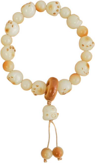 귀여운 고양이 염주 불교 팔찌 동물 발바닥 보리수 구슬, 아이보리, 1개