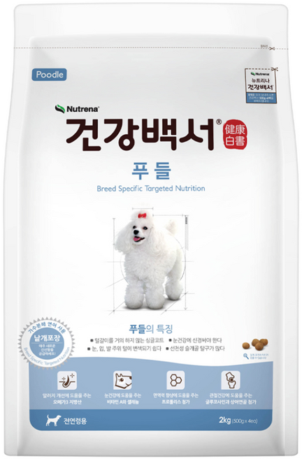 뉴트리나건강백서 강아지 기능성 사료, 푸들, 2kg, 1개