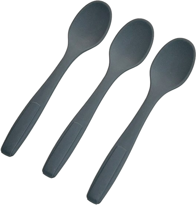 디자인앤쿠 올데이 숟가락 프리미엄 실리콘 스푼 [어른용], 3개, 다크그레이