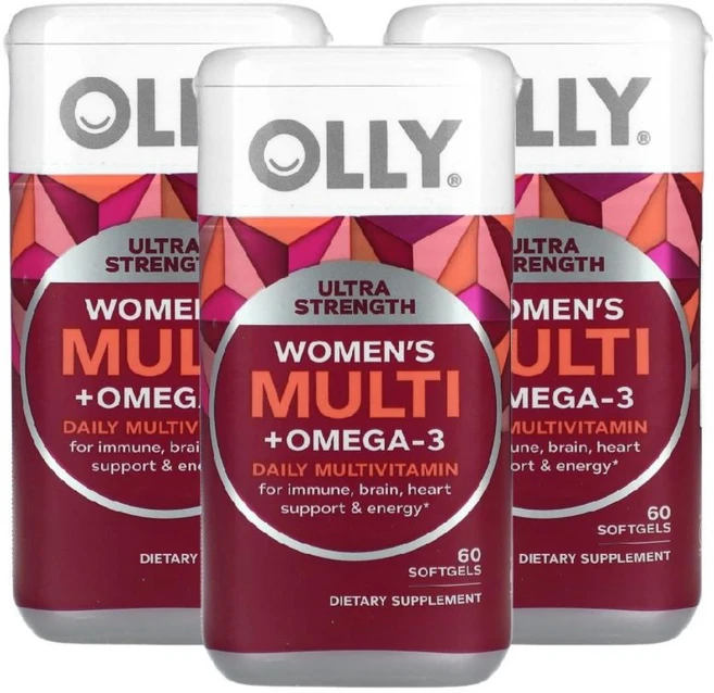 1+1+1 올리 우먼스 멀티오메가3 소프트젤60정 피쉬오일 fishoil 생선오일 오메가쓰리, OLLY - 쿠팡