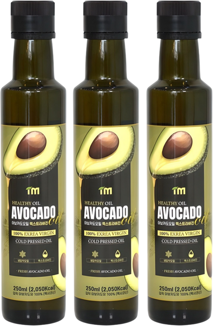아임 최상급 HASS품종 100% 엑스트라버진 아보카도오일 냉압착, 3개, 250ml