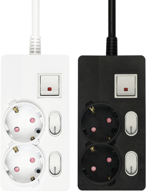 아이정 국산 멀티탭 개별 과부하 2구 기숙사준비물, 개별 2구 잉크 블랙, 1개, 3m