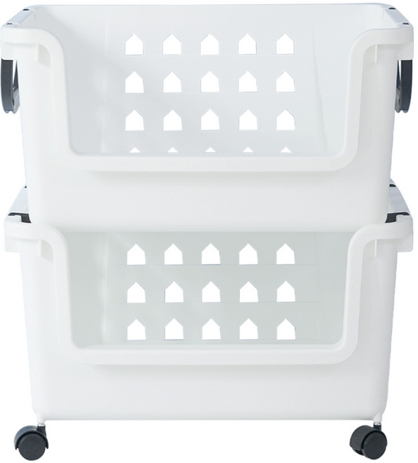 보노하우스 이동식 바퀴포함 바스켓 화이트 80L, 2개, 2개