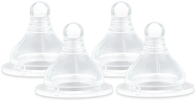 비비또 타사 젖병 호환 젖꼭지, 3단계(7개월 이상), 4개