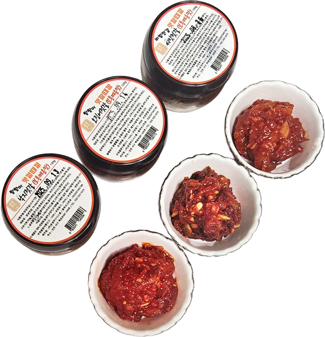 [맛깔때깔] 젓갈 3종세트 낙지 씨앗 오징어 130g 보통매운맛 소형포장, 1개