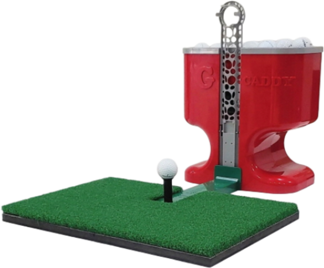 드라이버샷용 및 아이언샷용 매트가 포함된 전기 배터리 페달없이 자동으로 볼이 공급되는 특허제품인 무동력 오토티업기 골프공공급기 골프스윙연습기 골프캐디기 - 그레비티캐디, 원컬러, 1개