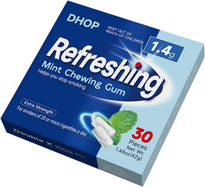 페퍼민트향 캔디 츄잉껌 금연보조 무설탕 쿨민트맛 엑스트라 스트렝스, 90개, 1.4g