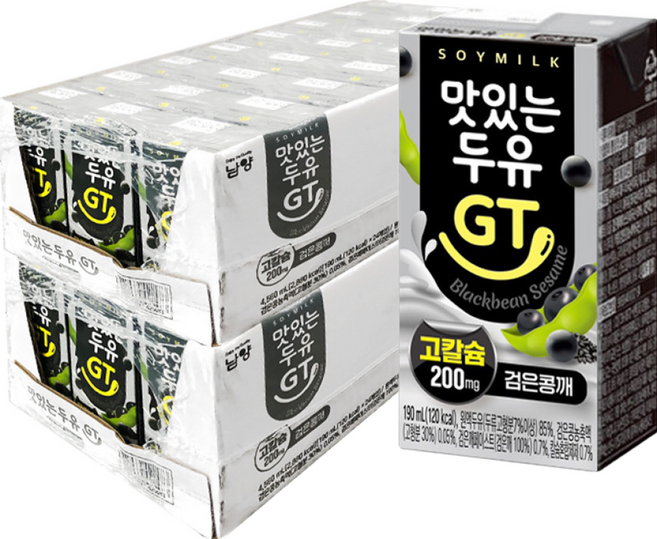 [남양] 맛있는 두유 GT 고칼슘 검은콩깨, 190ml, 48개