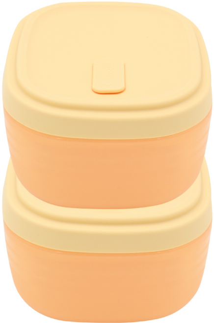 네오실리 뉴에어락 국산 프리미엄 실리콘 밀폐 용기 냉동밥용기 대형, 버터옐로우, 2개