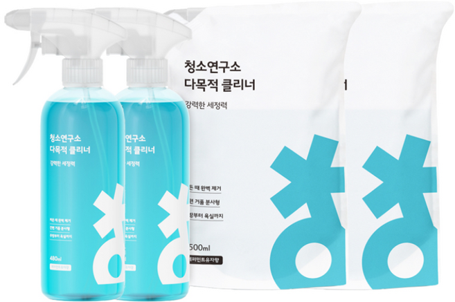 청소연구소 다목적 클리너 480ml + 리필팩 1.5L, 2세트