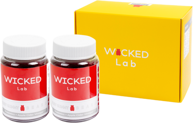 위키드랩 루비구미베어 2병 애사비 프리바이오틱스 식물성 비건 젤리(136구미), 2개, 177g