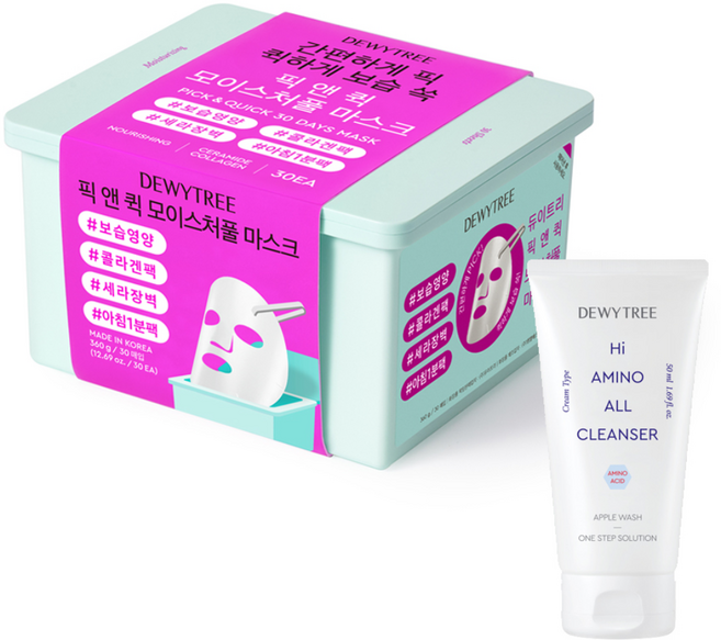 듀이트리 스페셜 픽 앤 퀵 모이스처풀 마스크 + 하이아미노 폼 50ml, 1개