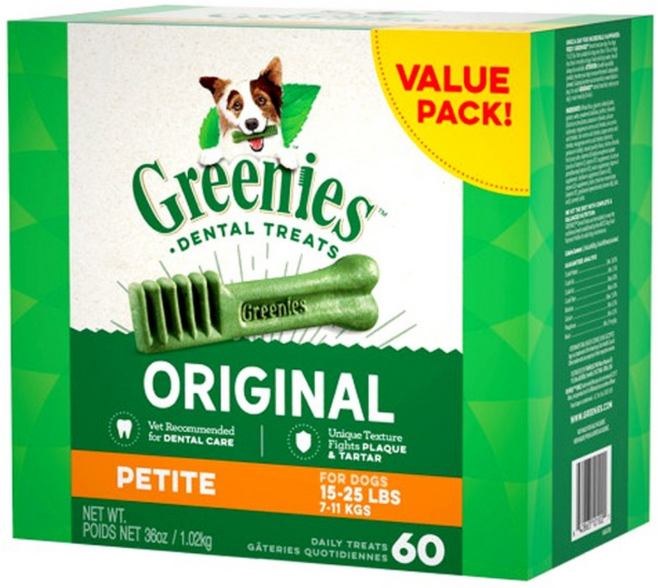 그리니즈 덴탈 트리트 강아지 간식, 쁘띠뜨오리지널, 1.02kg, 1개