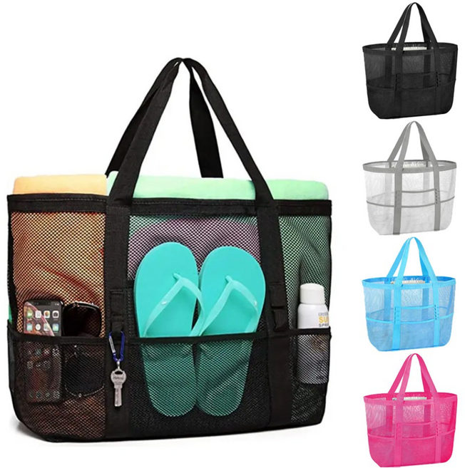 소확행 메쉬 비치 백 가방 바다 해변 모래 수영복 래쉬가드 빨래 스노클링 시장 장바구니