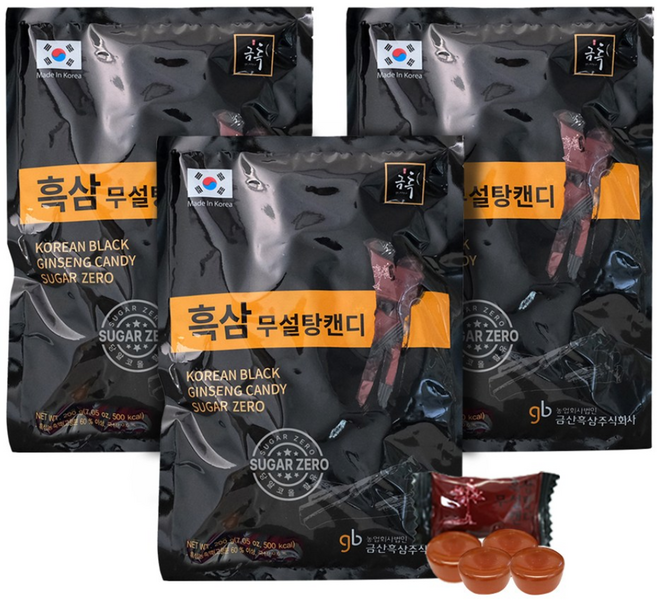 금흑 흑삼 무설탕 캔디 3봉/5봉, 3개