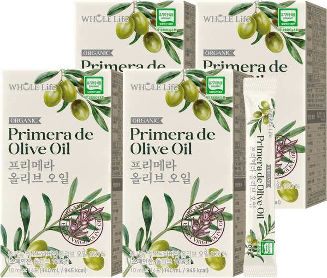 홀라이프 프리메라 올리브 오일, 4박스, 140ml