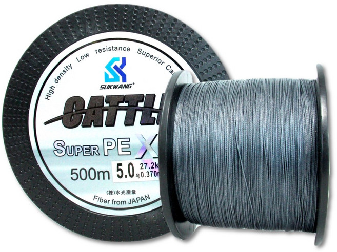 CATTLE 일본원사 내마모성 PE라인 8합사 그레이 500m 합사 합사줄, 1개, 캐틀그레이-1.0