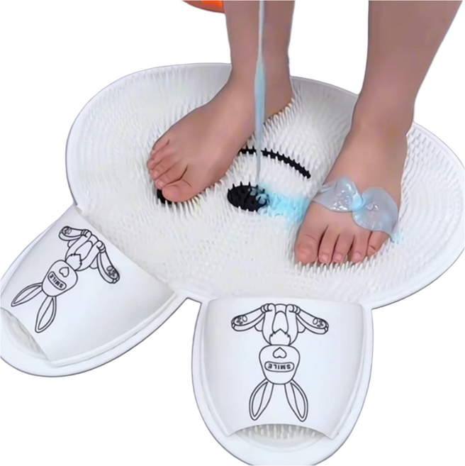 발닦기 토끼 발씻는매트 발각질제거 신발 세족 브러쉬, 핑크