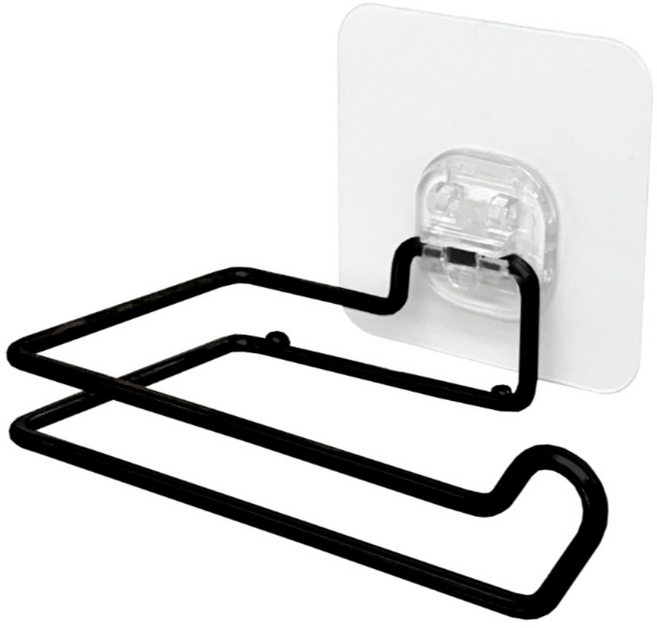 올지 무타공 휴지걸이 심플 호텔 접착식, 블랙, 1개