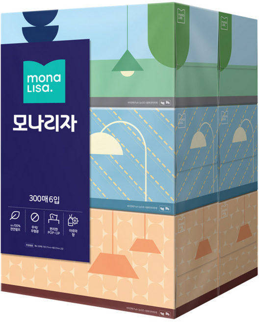 모나리자 미용티슈 300매, 6개입, 1개
